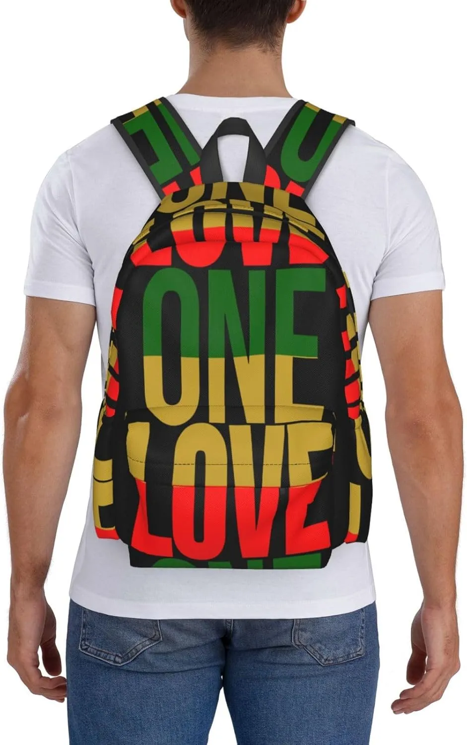 One Loves Jamaican Rasta Reggae Casual Backpacks Large Travel Backpack Laptop Rucksack Sports Daypack Adjustable Strap Bag for Camping Hiking