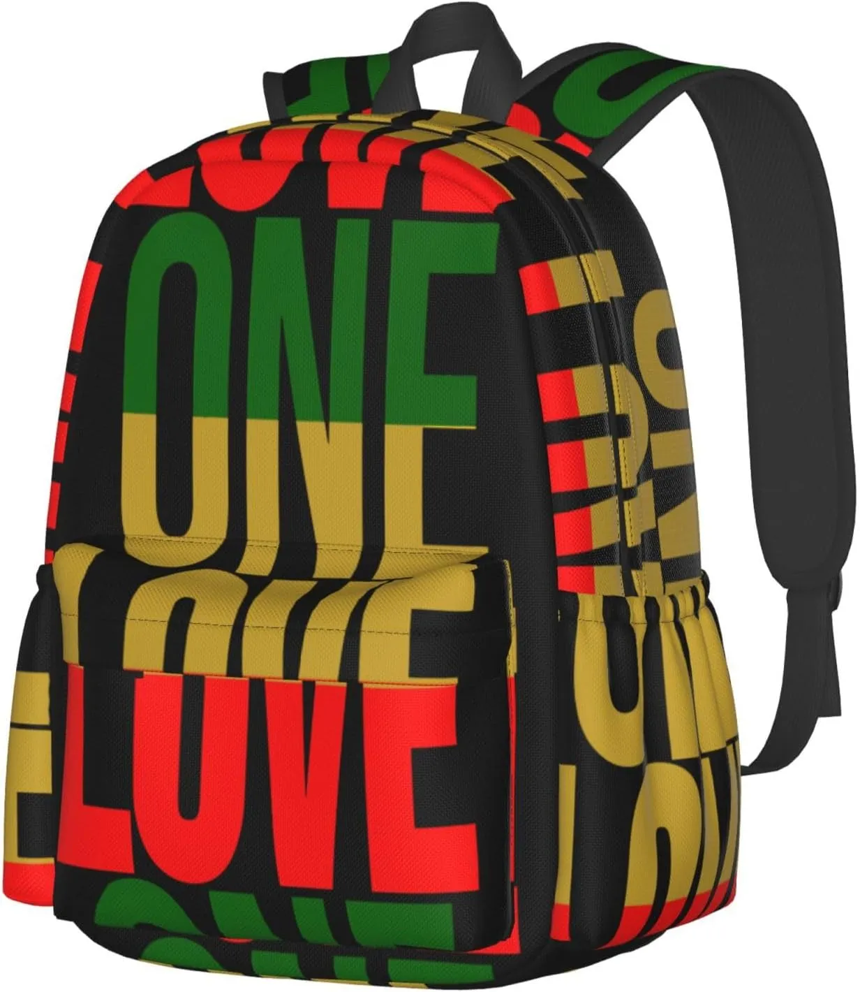 One Loves Jamaican Rasta Reggae Casual Backpacks Large Travel Backpack Laptop Rucksack Sports Daypack Adjustable Strap Bag for Camping Hiking