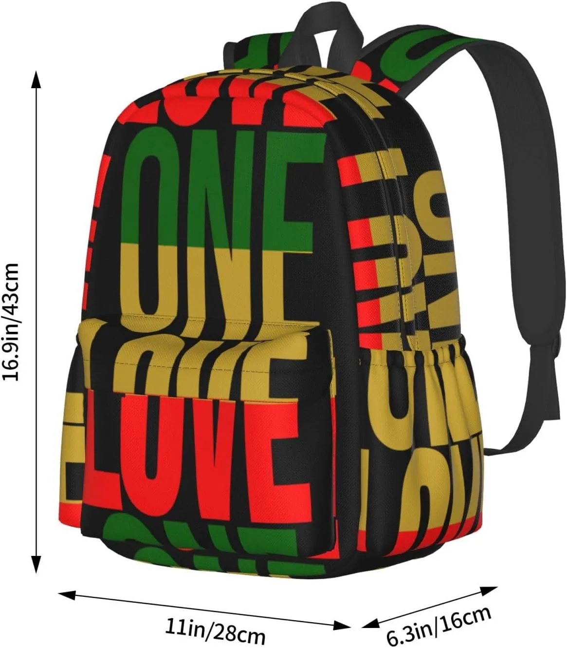 One Loves Jamaican Rasta Reggae Casual Backpacks Large Travel Backpack Laptop Rucksack Sports Daypack Adjustable Strap Bag for Camping Hiking