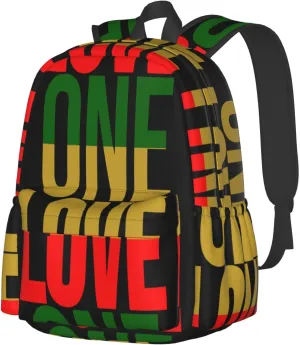 One Loves Jamaican Rasta Reggae Casual Backpacks Large Travel Backpack Laptop Rucksack Sports Daypack Adjustable Strap Bag for Camping Hiking