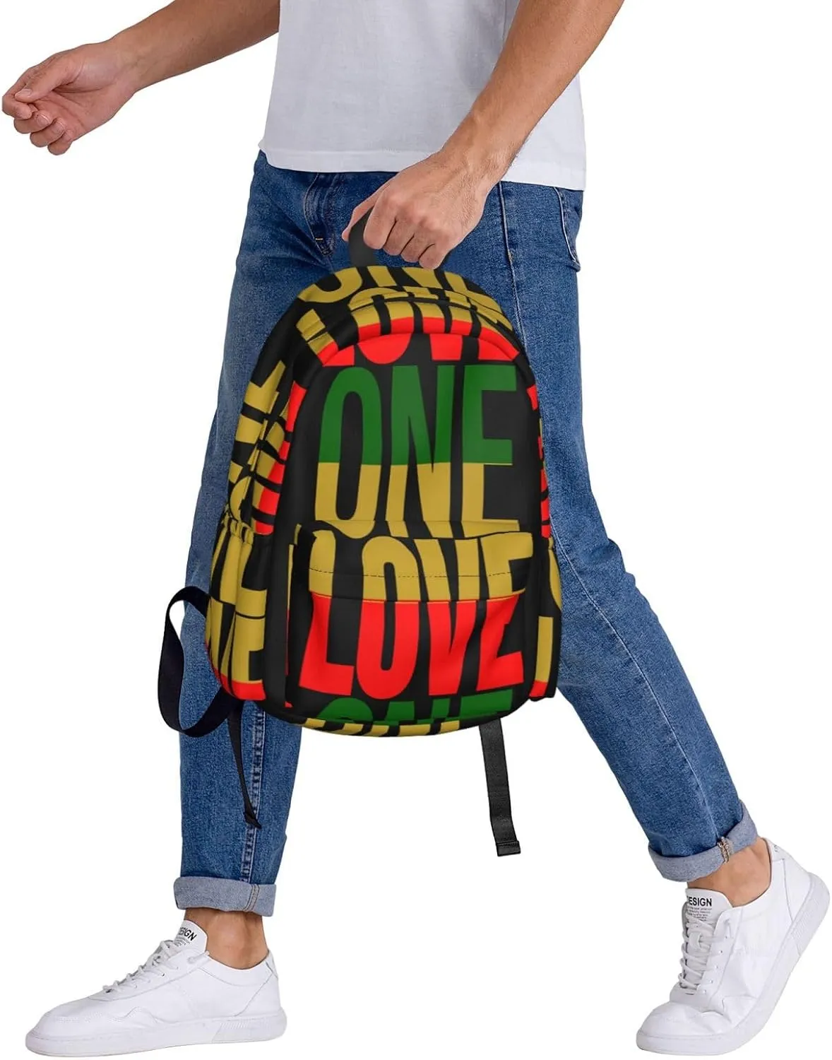 One Loves Jamaican Rasta Reggae Casual Backpacks Large Travel Backpack Laptop Rucksack Sports Daypack Adjustable Strap Bag for Camping Hiking