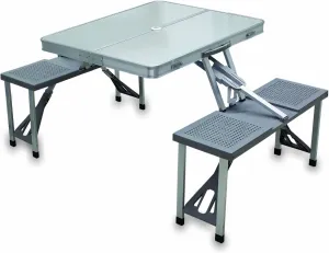 ONIVA - a Picnic Time brand - Aluminum Folding Picnic Table - Camping Table - Outdoor Table with Umbrella Hole, (Silver), 36 x 5 x 18