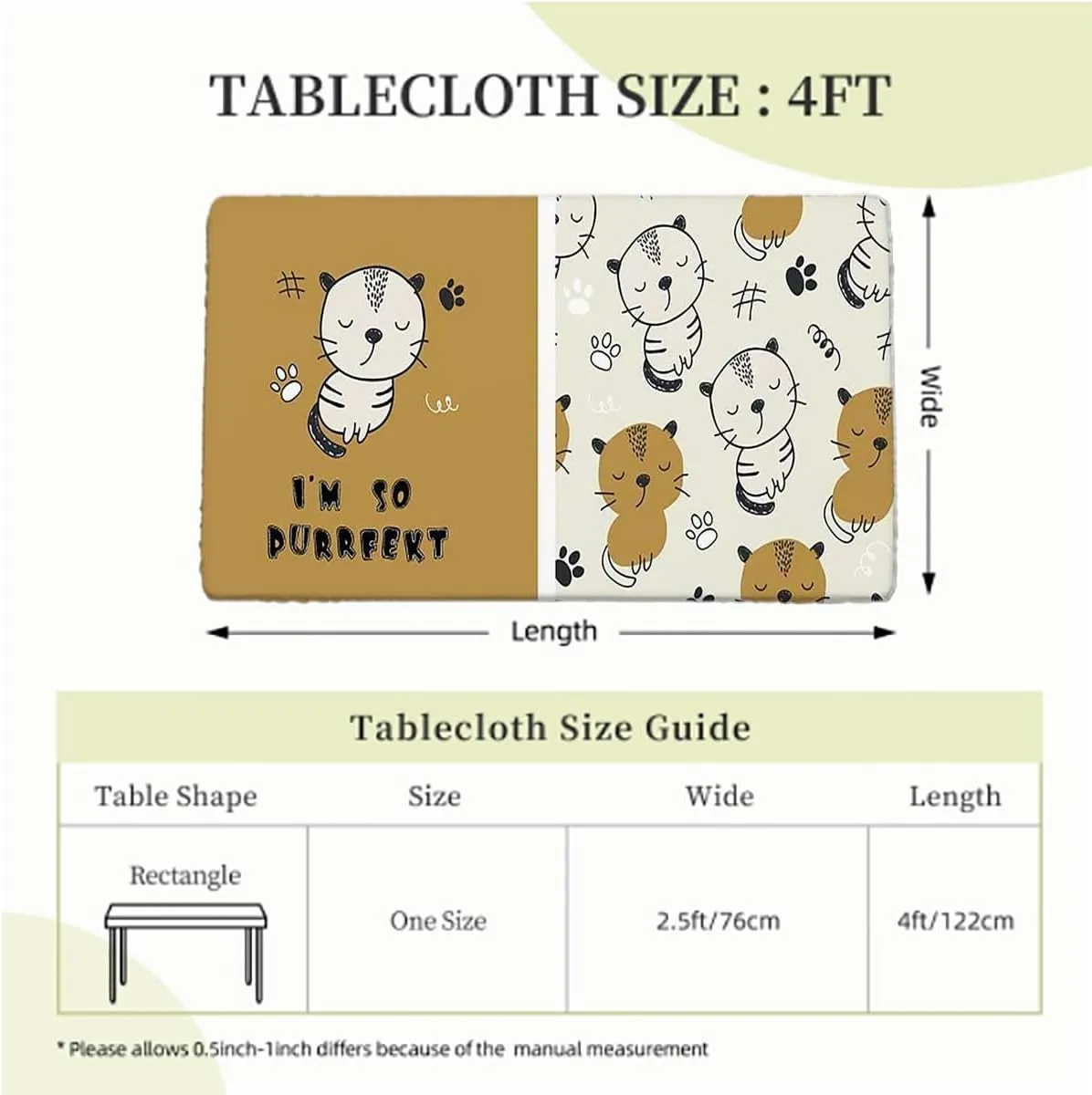 OOzie Charcoal Grey Gold Elastic Edge Fitted Tablecloth, Cartoon Rustic Animal Illustration Waterproof Wipeable Table Covers for Indoor, Outdoor,for 4 Foot Tables Animal