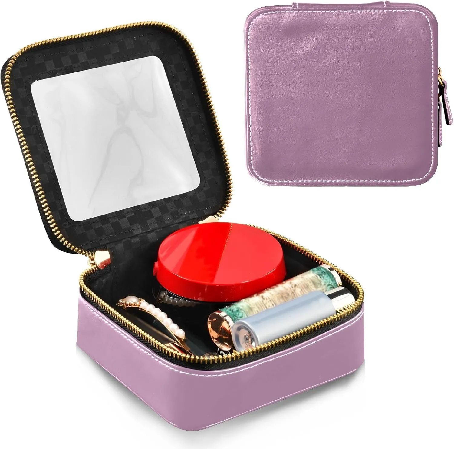 Opera Mauve Clear Toiletry Bag Makeup Case Bag with Zippers and Clear Windows Make Up Organizer Case for Backpack