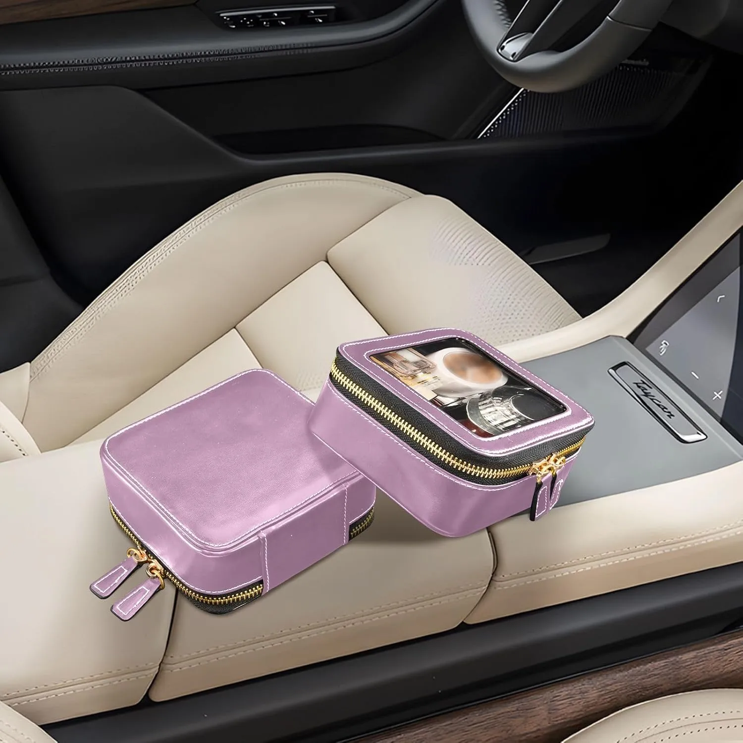 Opera Mauve Clear Toiletry Bag Makeup Case Bag with Zippers and Clear Windows Make Up Organizer Case for Backpack