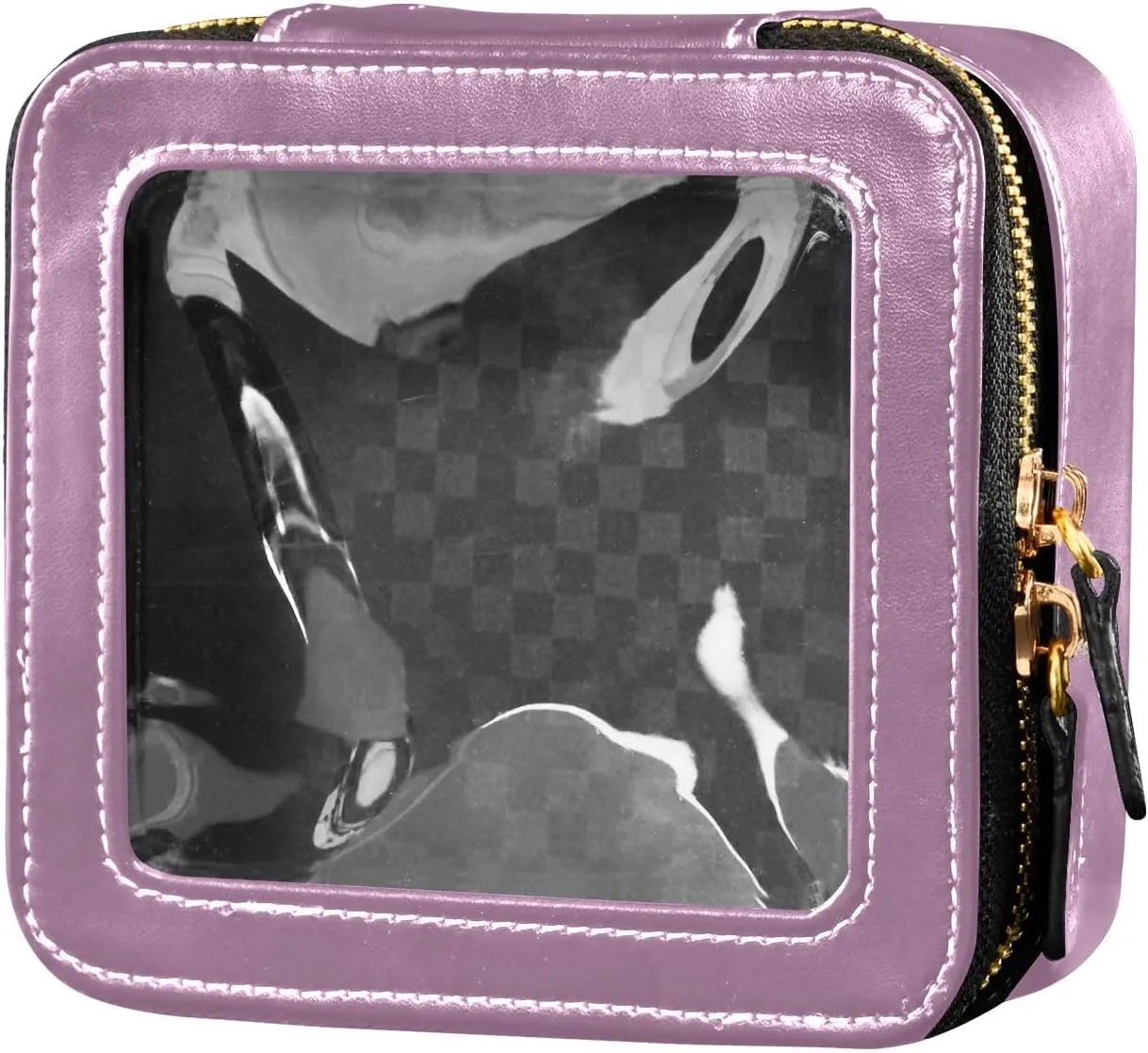 Opera Mauve Clear Toiletry Bag Makeup Case Bag with Zippers and Clear Windows Make Up Organizer Case for Backpack