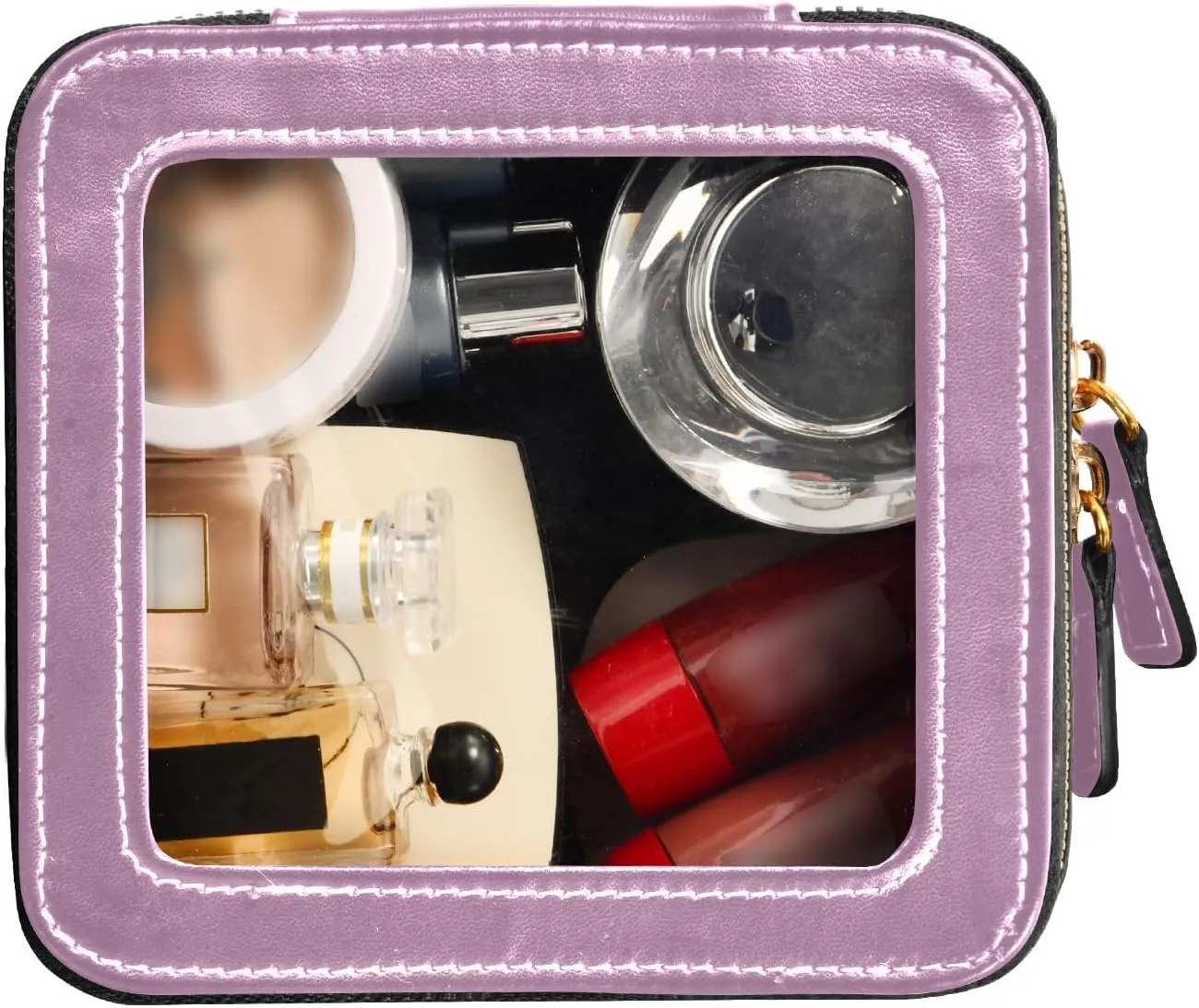 Opera Mauve Clear Toiletry Bag Makeup Case Bag with Zippers and Clear Windows Make Up Organizer Case for Backpack