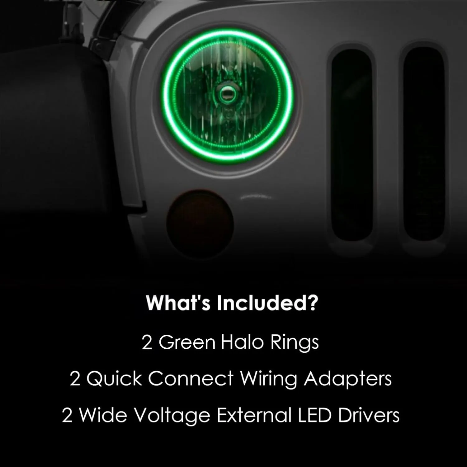 ORACLE Lighting 3943-004 LED Surface Mount Headlight Halo Kit (Green) fits 2007 2017 Wrangler JK - Custom Look - No Cutting for Easy Installation - Extreme Durability