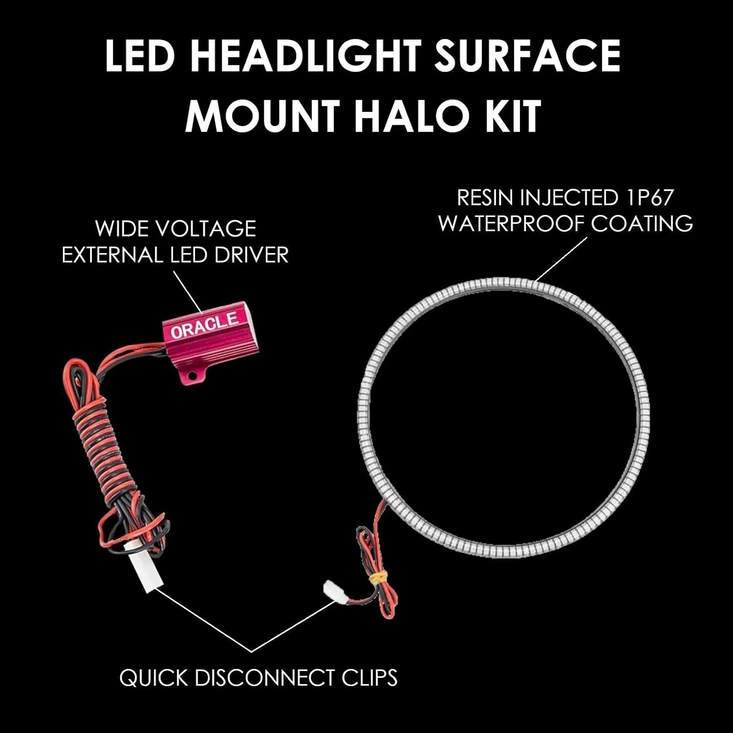 ORACLE Lighting 3943-004 LED Surface Mount Headlight Halo Kit (Green) fits 2007 2017 Wrangler JK - Custom Look - No Cutting for Easy Installation - Extreme Durability