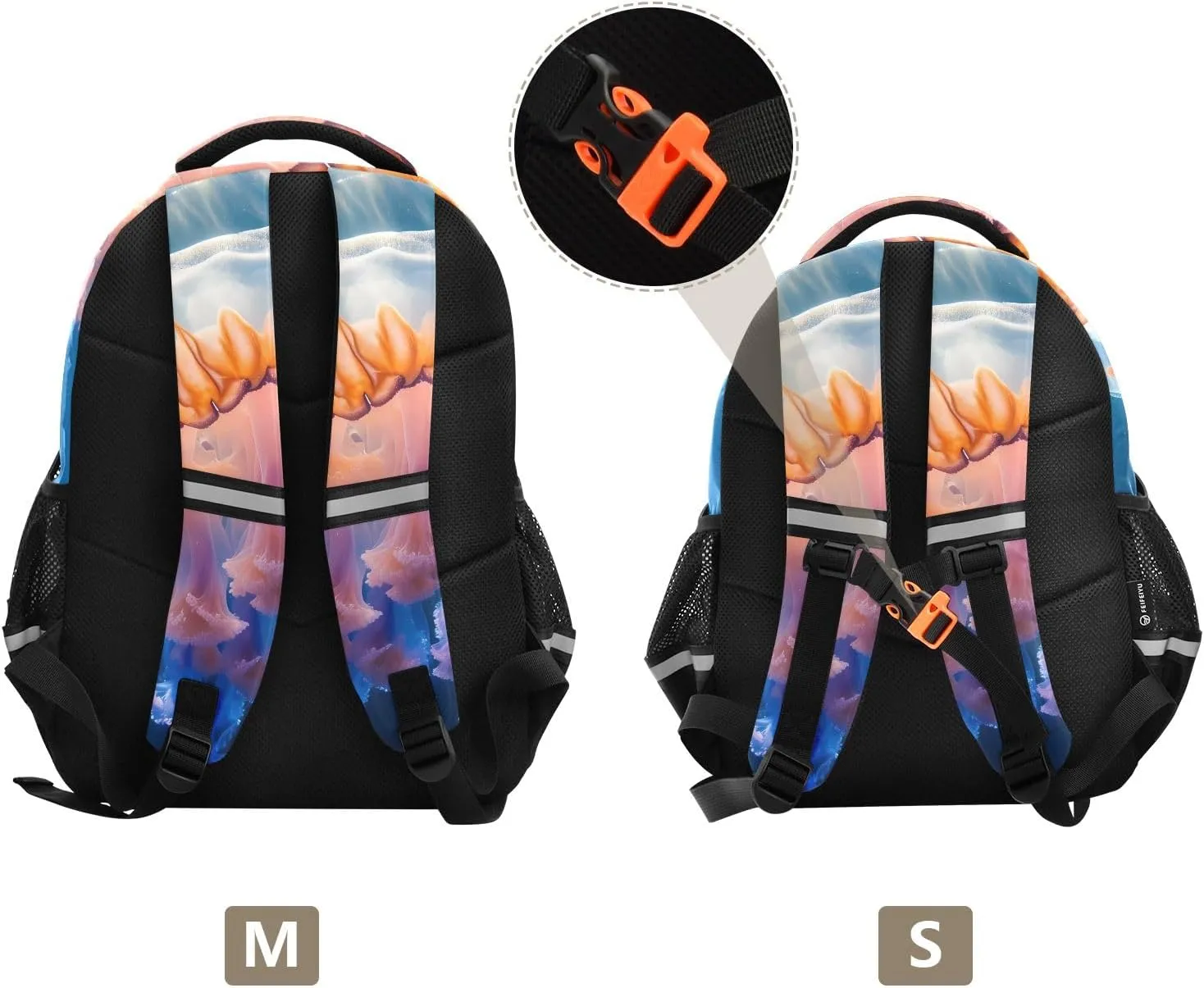 Orange Jellyfish Underwater Kids School Backpack Kindergarten Boys Girls Bookbag Preschool Child Travel Bag