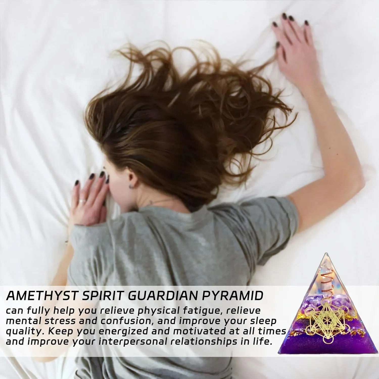 Orgone Pyramid,Amethyst Crystal Pyramid for Positive Energy,Handmade Reiki Orgonite Pyramid,Energy Generator Used for Reduce Stress,Meditation Accessories,Attract Success and Chakra Healing