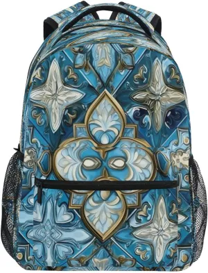 Ornamental Pattern Laptop Backpack for Men & Women Lightweight Travel Daypack Waterproof College Bag for 15.6" Notebook