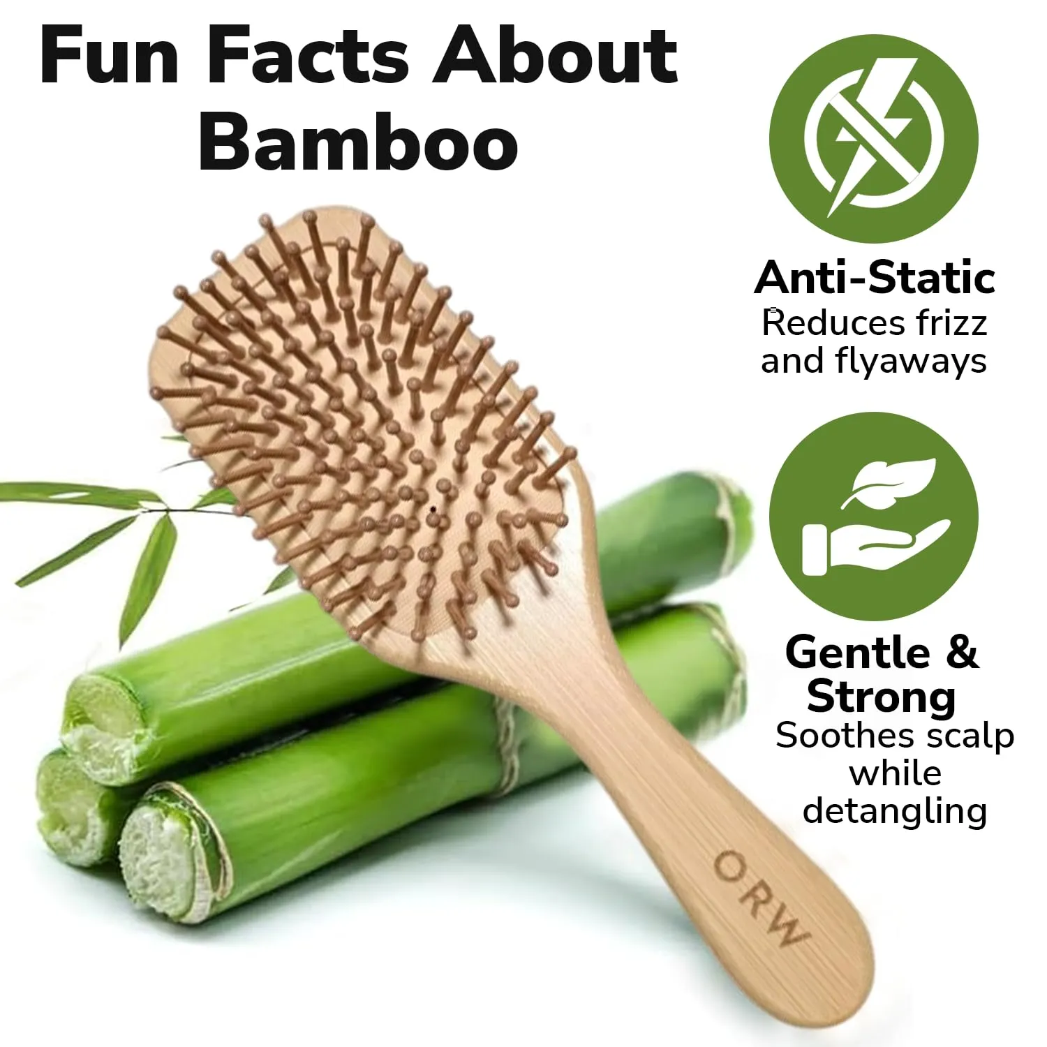 ORW OREN'S Premium Bamboo Paddle, Bamboo Bristle Detangler Brushes for Hair Growth, Scalp Stimulation – Natural, Sustainable Hair Care for Women, Men & Kids