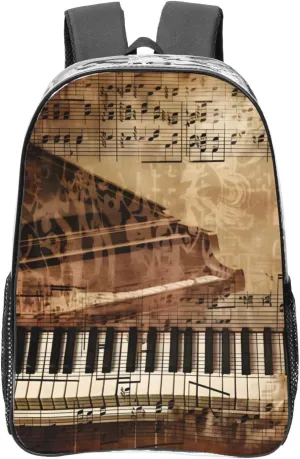 OSAM SPACE Vintage Piano Key Clear Backpack for Stadium Events Heavy Duty PVC Transparent Backpack See Through Bag Large Capacity Clear Backpacks for Women Men (16Inch)