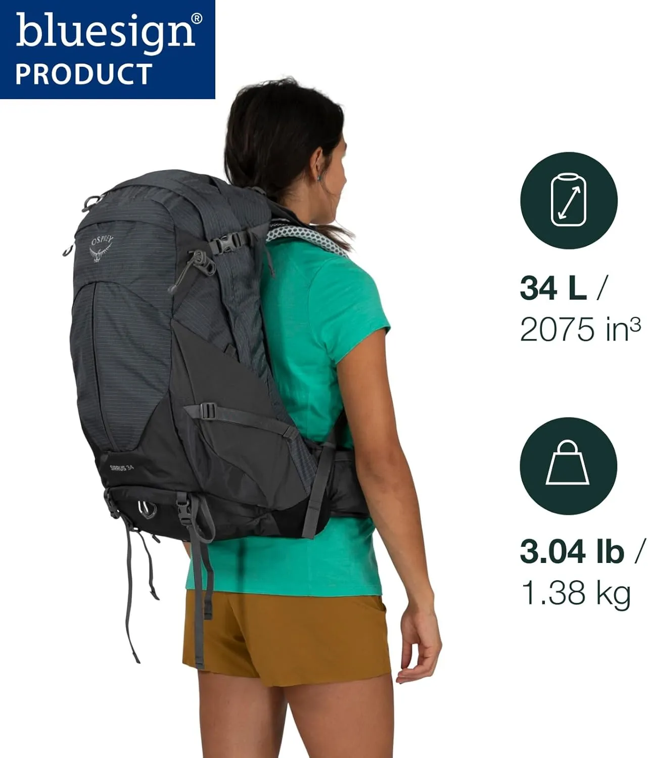 Osprey Sirrus 34L Women's Hiking Backpack, Elderberry Purple/Chiru Tan