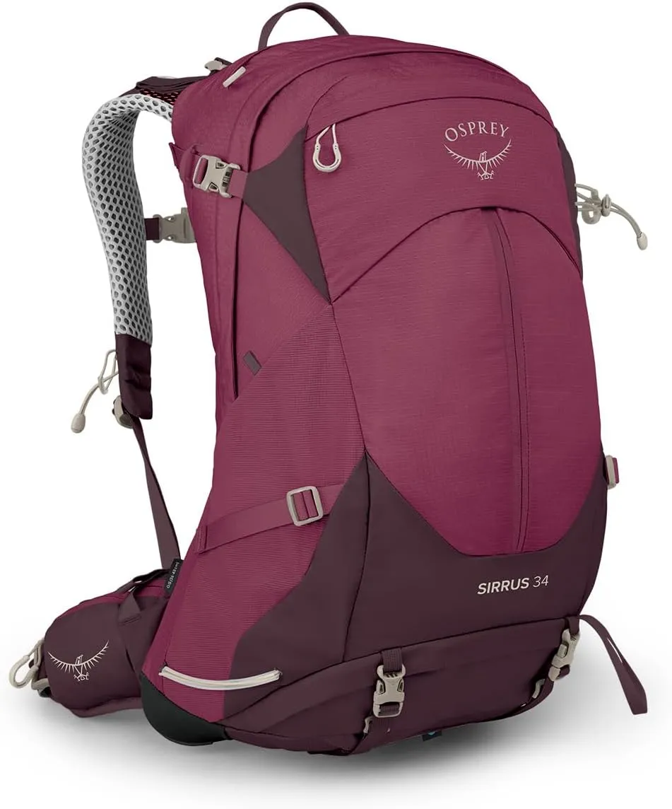 Osprey Sirrus 34L Women's Hiking Backpack, Elderberry Purple/Chiru Tan