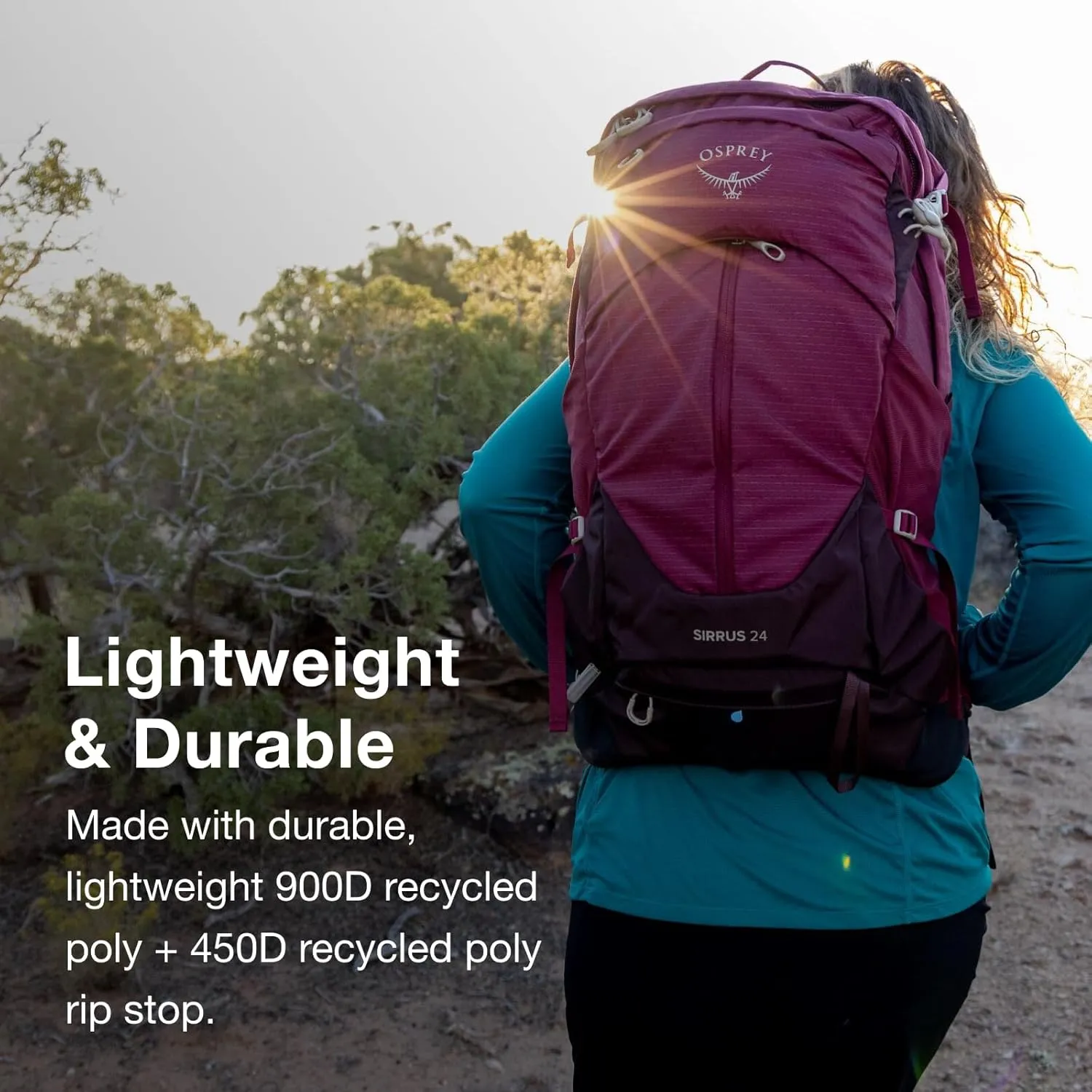 Osprey Sirrus 34L Women's Hiking Backpack, Elderberry Purple/Chiru Tan