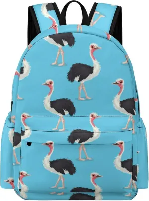 Ostrich Bird Print Mini Backpack Cute Shoulder Bag Small Laptop Bag Travel Daypack for Men Women