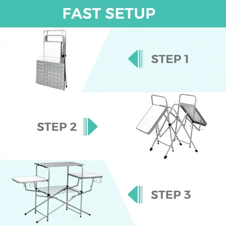 Outdoor Aluminum Portable Folding BBQ Table Grill