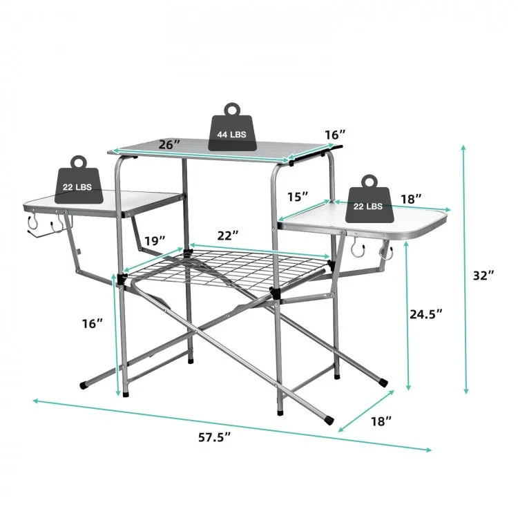 Outdoor Aluminum Portable Folding BBQ Table Grill