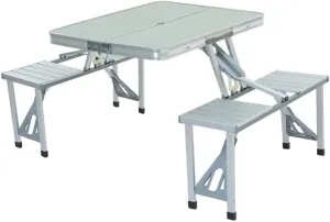 Outdoor Camping Folding Table and Chair One Table Four Chairs Aluminum Alloy Connected Simple Portable Folding Picnic Table,Silver