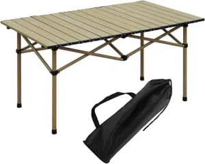 Outdoor Camping Table Easy to Set up Lightweight Side Table 2 to4 Persons for Picnics Tailgating Backyard Bbqs Beach Trips, Beige