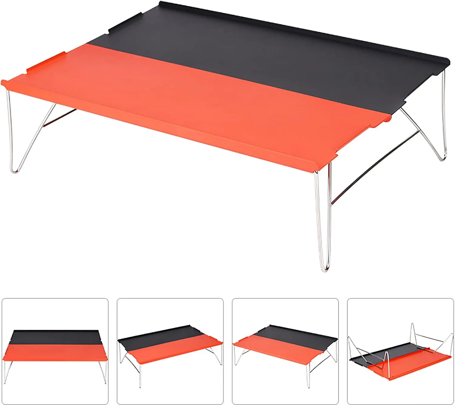 Outdoor Folding Aluminium Camping Table Mini Size Easy Packable Pop-Up Edged Backpacking Picnic Table with Carry Bag for Home, Hiking, Camping, Mountaineering