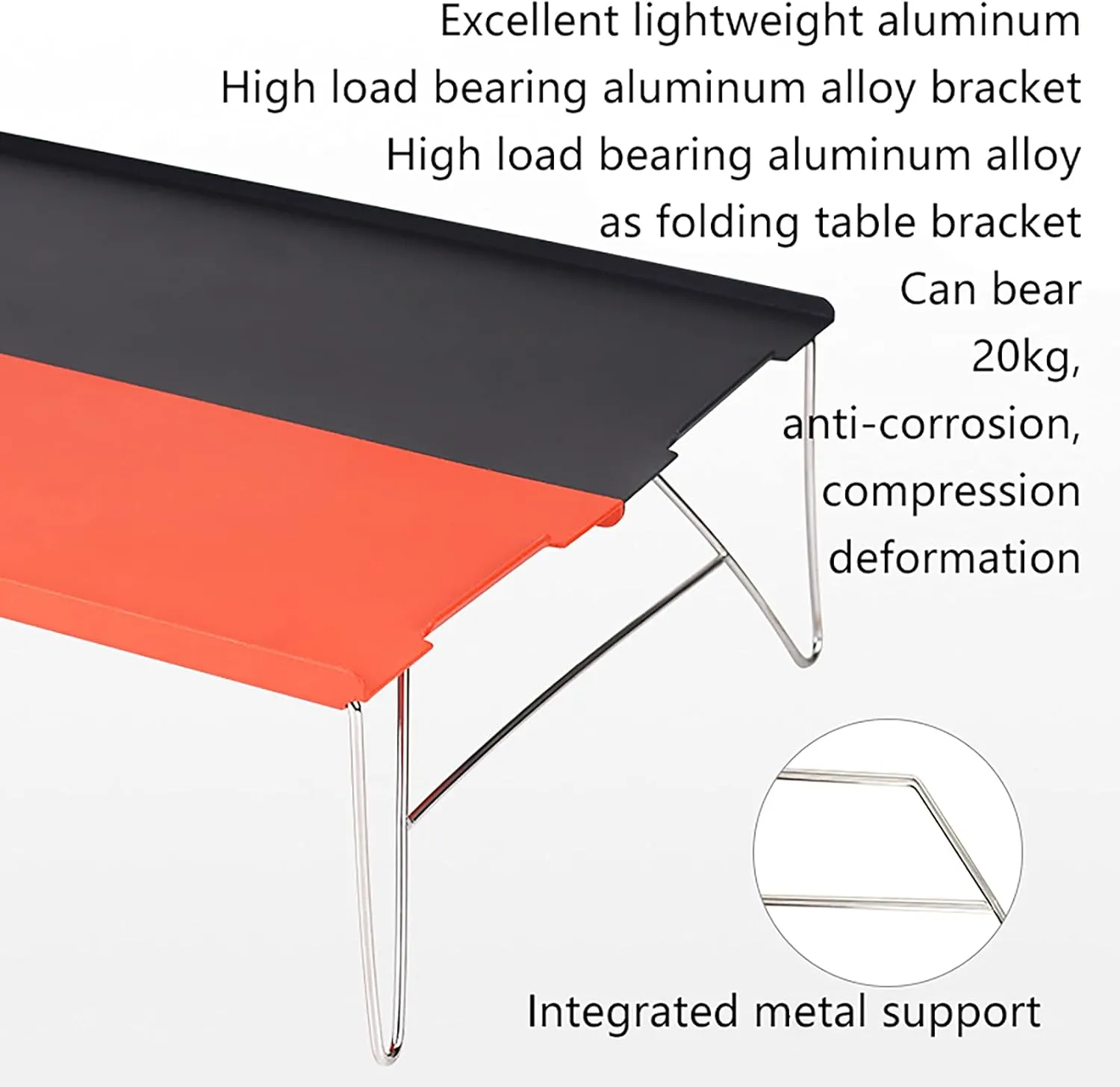 Outdoor Folding Aluminium Camping Table Mini Size Easy Packable Pop-Up Edged Backpacking Picnic Table with Carry Bag for Home, Hiking, Camping, Mountaineering