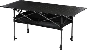 Outdoor Folding Camping Table, Ultralight Aluminum Alloy Roll Up Picnic Table with Storage Bag, Foldable Portable Table Height Adjustable for Beach, Fishing, BBQ, Hiking, 3FT, Black