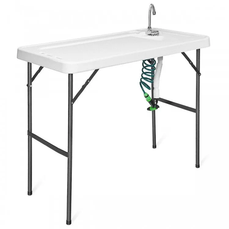Outdoor Folding Camping Table with Faucet Sprayer - Suitable for Camping, Fishing, and Hiking