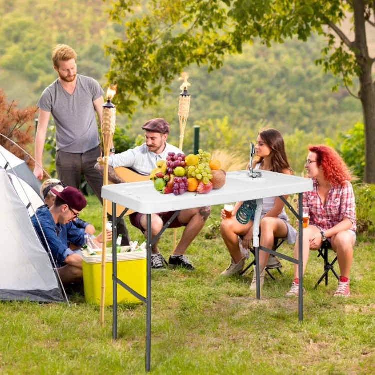 Outdoor Folding Camping Table with Faucet Sprayer - Suitable for Camping, Fishing, and Hiking