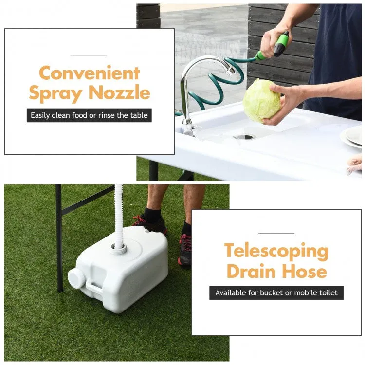 Outdoor Folding Camping Table with Faucet Sprayer - Suitable for Camping, Fishing, and Hiking