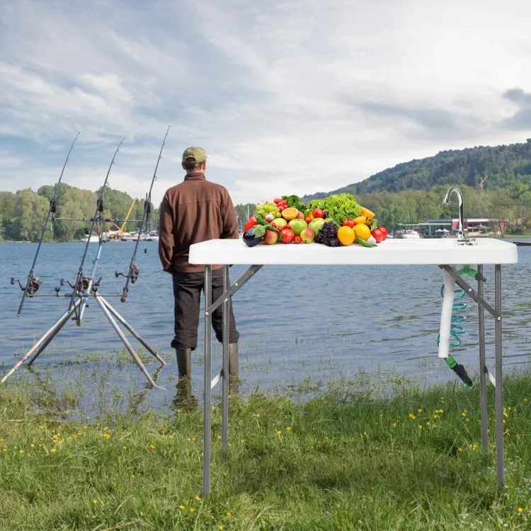 Outdoor Folding Camping Table with Faucet Sprayer - Suitable for Camping, Fishing, and Hiking