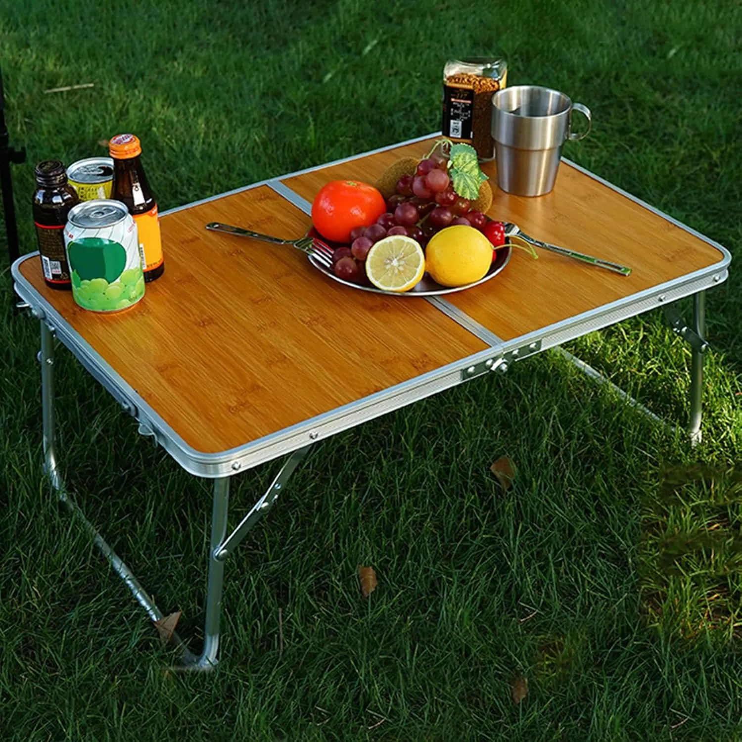 Outdoor Folding Table Bamboos Desktop Picnics Desk Portable Dining Table for Camping Traveling Barbecue Beach