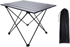 Outdoor Folding Table Lightweight Compact Aluminum Camping Table Roll Up Top 4 Person Portable Picnic Square Table with Carry Bag Ideal for Picnic Cooking Beach Travel Barbecue (Large)