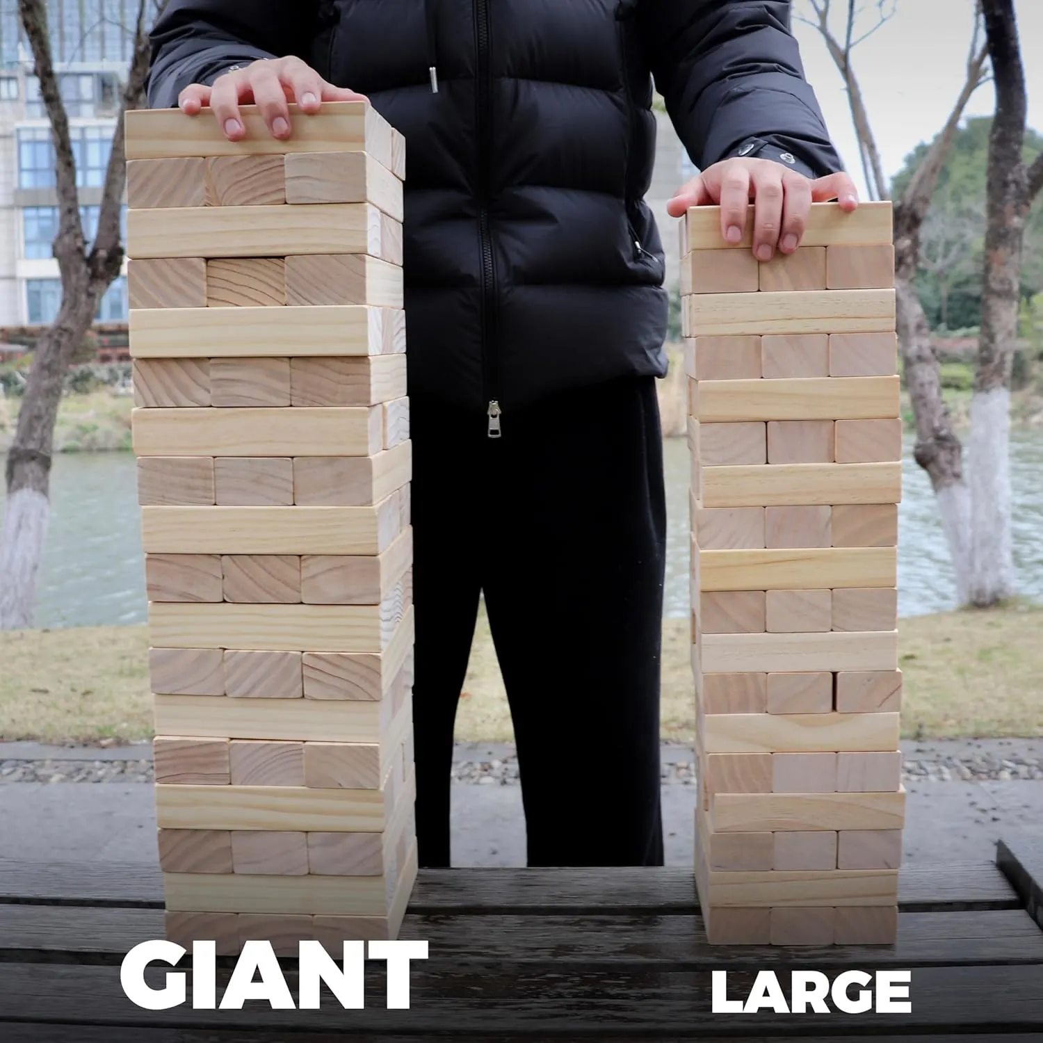 Outdoor Games Large Tower Game 54 Blocks Stacking Game Includes Carry Bag