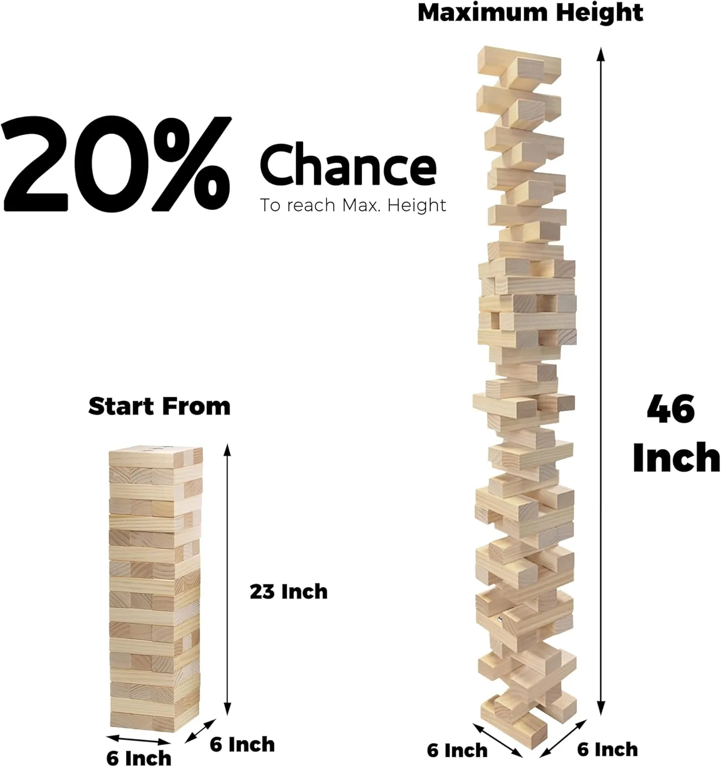 Outdoor Games Large Tower Game 54 Blocks Stacking Game Includes Carry Bag