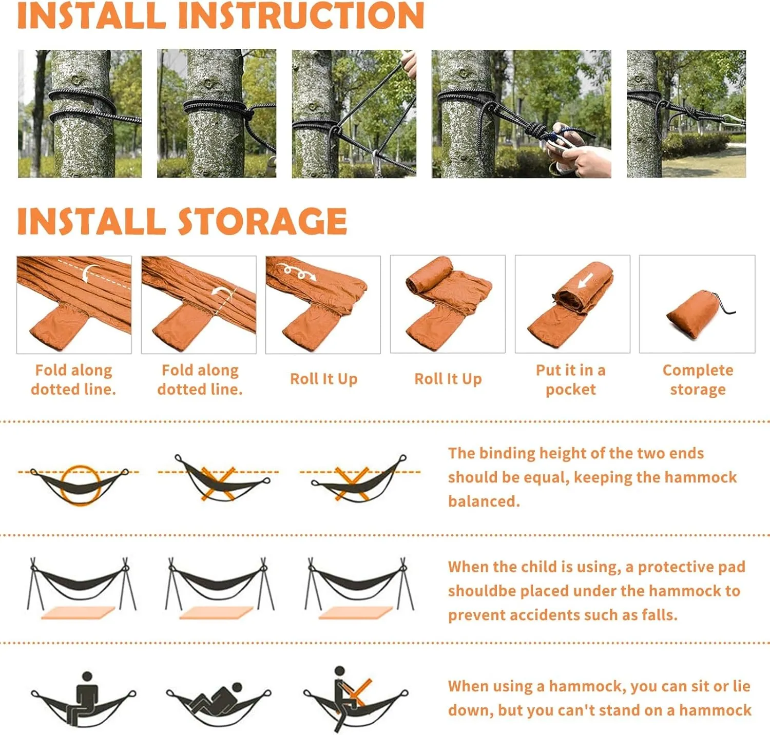 Outdoor Hammock for Camping Western Brown Cow Print Double Single Hammocks with 2 Tree Straps, Lightweight Portable Heavy Duty Nylon Hammocks for Backpacking Travel Beach Backyard Patio Hiking