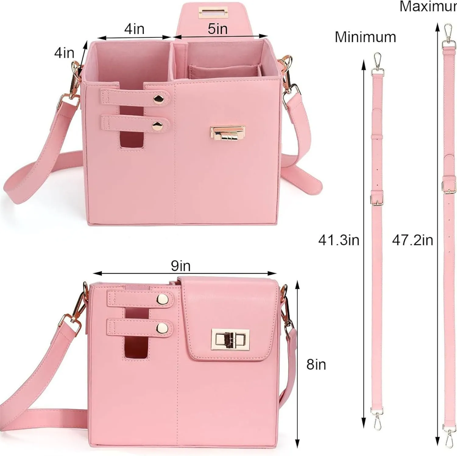 Outdoor Portable Crossbody Water Cup Storage Bag, Pink, 2L, Soft PU, Adjustable Shoulder Strap, Universal Fit, Insulated Lining, Storage Pocket