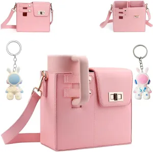 Outdoor Portable Crossbody Water Cup Storage Bag, Pink, 2L, Soft PU, Adjustable Shoulder Strap, Universal Fit, Insulated Lining, Storage Pocket