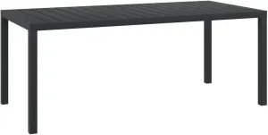 Outdoor Table for Dining, Black Aluminum Table, WPC, for Garden, Patio, Balcony, Camping, Picnic, Tables, Outdoor Furniture, 90 x 185 x 74 cm