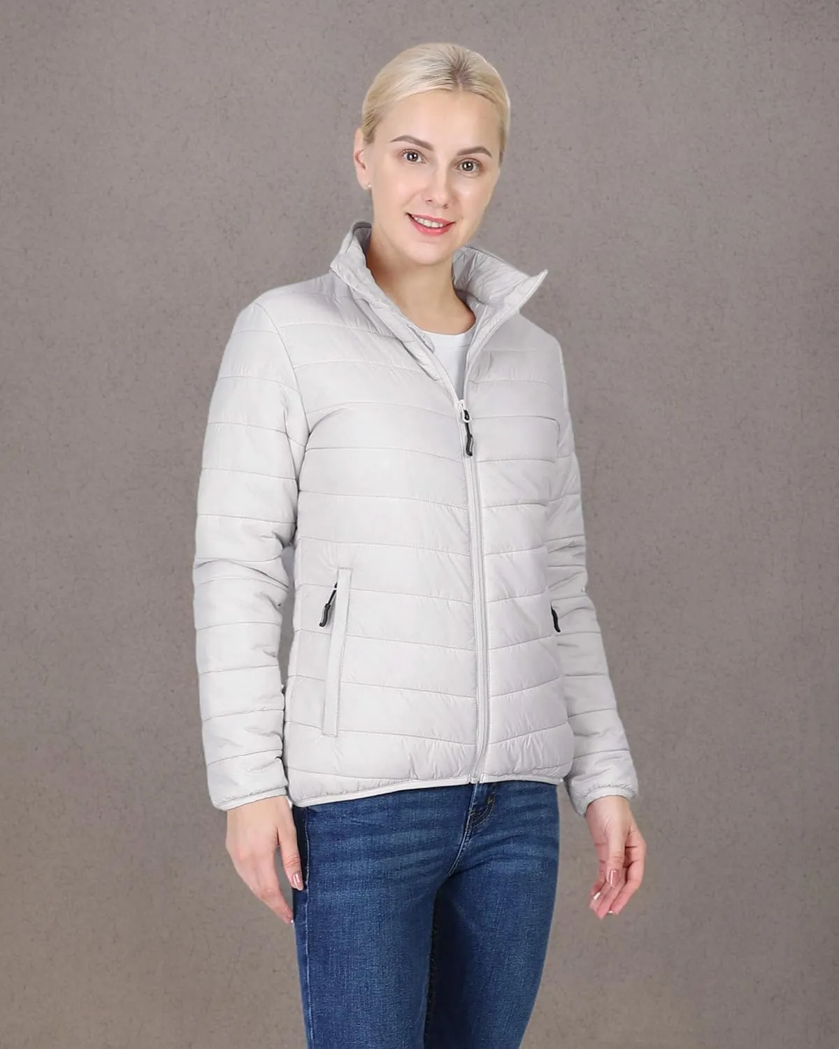 Outdoor Ventures Women's Packable Full-Zip Short Puffer Jacket Insulated Quilted Warm Lightweight Winter Coat