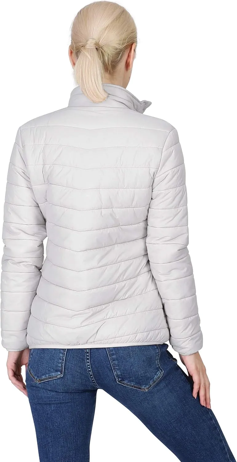 Outdoor Ventures Women's Packable Full-Zip Short Puffer Jacket Insulated Quilted Warm Lightweight Winter Coat