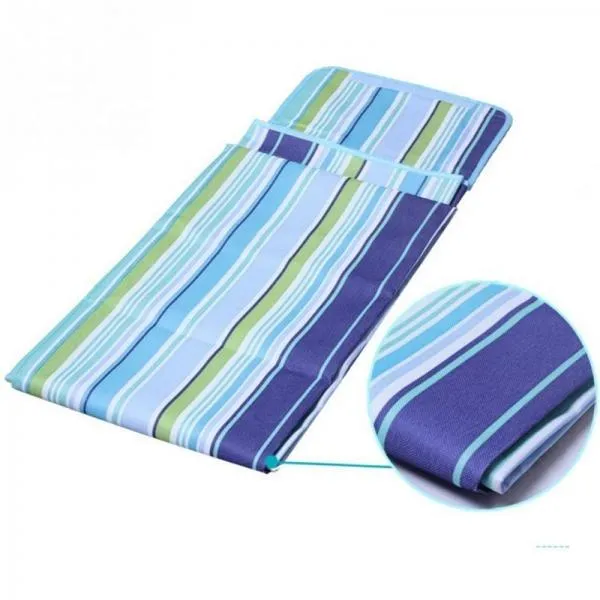 Outdoor Waterproof Camping Picnic Beach Mat Moistureproof Folding Mat Blanket 200x145cm Blue Stripe