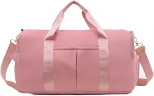 Outdoor Waterproof Nylon Sports Gym Bags Men Women Training Fitness Travel Handbag Yoga Mat Sport Bag with shoes Compartment(Pink)