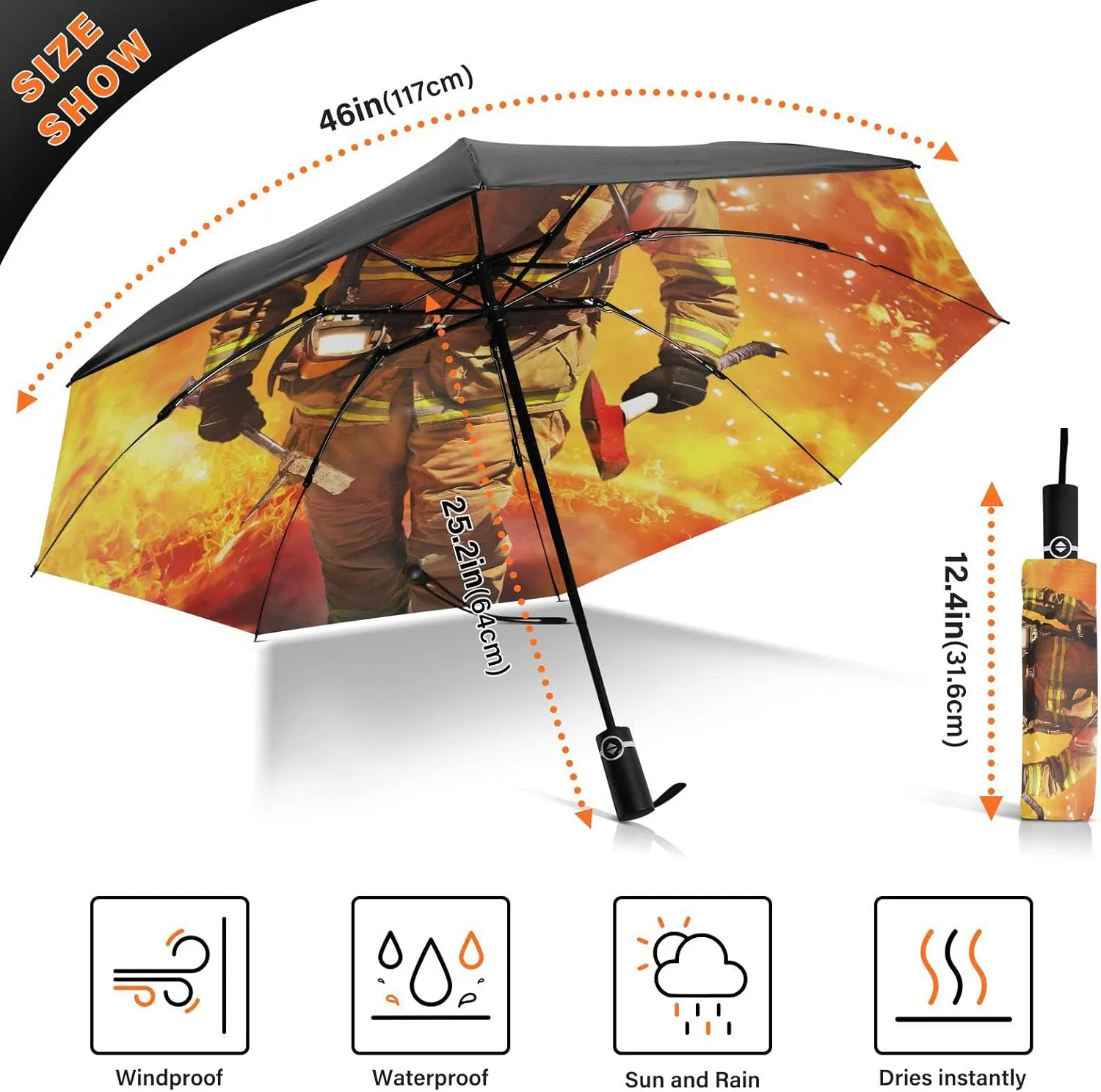 Oyihfvs Automatic Umbrella, Folding Umbrella Reinforced Anti-UV Sun rain Auto Open/Close