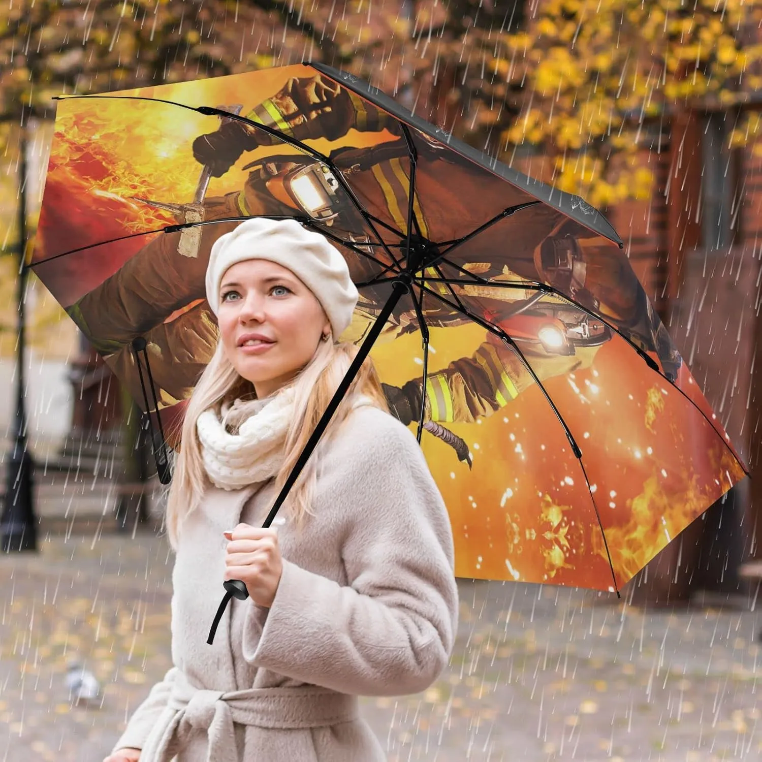 Oyihfvs Automatic Umbrella, Folding Umbrella Reinforced Anti-UV Sun rain Auto Open/Close