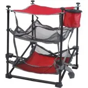 Ozark Trail Three Shelf Folding End Table with Cup Holder, Red