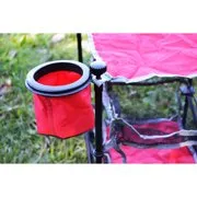 Ozark Trail Three Shelf Folding End Table with Cup Holder, Red