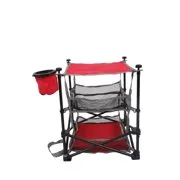 Ozark Trail Three Shelf Folding End Table with Cup Holder, Red